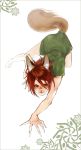  1boy all_fours animal_ears barefoot claws fox_ears fox_tail japanese_clothes kemonomimi_mode male_focus red_hair sarutobi_sasuke sengoku_basara siruphial solo tail tunic younger 