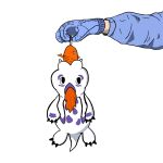 1:1 absurd_res aquatic bandai_namco black_claws black_eyes blue_clothing blue_gloves blue_handwear brows chomp claws clothing digimon digimon_(species) digimon_adventure digimon_adventure_02 digital_drawing_(artwork) digital_media_(artwork) duo eating fangs fish gloves gomamon hair handwear hanging_by_hook hi_res holding_another holding_object holding_object_in_mouth human jacket long_ears looking_at_another male mammal markings mohawk multicolored_body purple_markings raised_arm red_hair scuzz_missile simple_background sketch tail teeth toei_animation topwear two_tone_body white_background white_body white_skin