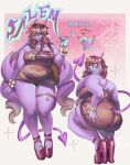 2026 2_horns animal_print anthro back_rolls band-aid band-aid_on_face band-aid_on_nose bandage bandage_on_face bandage_on_nose bare_shoulders belly big_breasts big_butt black_coded bling border bracelet breasts brown_eyes brown_hair butt butt_focus chain chain_necklace character_name choker classy cleavage cleavage_cutout clothed clothing colored_nails colorful_theme confident crouching curled_fingers cutout demon dewlap_(anatomy) digit_ring dress ear_piercing ear_ring ear_tuft english_text eyelashes eyewear eyewear_on_head facial_piercing fangs feet female finger_ring fingernails floppy_ears footwear furgonomic_piercing furgonomics furrowed_eyebrows gender_symbol ghetto glistening glistening_jewelry gold_(metal) gold_bracelet gold_chain gold_ear_ring gold_jewelry gold_ring gradient_background gradient_ears grin hair hand_on_butt heart_spade_tail helix_piercing hi_res high_heeled_sandals high_heels hoop_ear_ring horn horn_jewelry horn_ring huge_ears humanoid_hands jewelry lagomorph legband leporid lip_piercing lip_stud lips long_ears long_hair looking_back love_handles makeup male_symbol mammal markings mascara metallic metallic_teeth mischievous_smile mole_under_eye motion_lines multiple_expressions multiple_poses nails narrowed_eyes navel_outline necklace nipple_outline o-ring panties pattern_background piercing pink_background platform_footwear platform_heels platform_sandals pose presenting presenting_hindquarters pseudo_hair purple_body purple_clothing purple_fingernails purple_footwear purple_high_heels purple_nails rabbit raised_hand red_clothing red_panties red_underwear ring ring_(jewelry) ring_piercing salem_(wolfertinger) sandals shaded shaking_butt sharp_fingernails sharp_nails shoes short_dress simple_background slightly_chubby slightly_chubby_anthro smile soft_shading solo spade_tail sparkles standing star_(marking) sunglasses sunglasses_on_head symbol tail teeth text thick_arms thick_bottom_lip thick_thighs tiger_print tight_clothing toe_ring toes trans_(lore) trans_man_(lore) translucent translucent_clothing translucent_dress tuft twisted_ears underwear wearing_sunglasses wide_hipped_anthro wide_hips wolfertinger y_nose