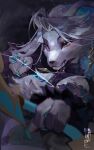 2026 4_fingers 5:8 absurd_res accessory action_pose aiming_at_viewer anthro arm_tuft artist_name athletic athletic_anthro athletic_female bangs biped black_nose blue_claws blurred_foreground bow_(weapon) canid canine canis chest_tuft claws clothed clothed_anthro clothed_female clothing colored detailed digital_drawing_(artwork) digital_media_(artwork) eyebrows eyelashes fangs female female_anthro fingers flowing_hair fur genshin_impact grey_body grey_fur grey_hair hair hair_accessory half-length_portrait head_accessory hi_res holding_bow_(weapon) holding_object holding_ranged_weapon holding_weapon ikari_inu irina_(genshin_impact) long_hair looking_at_viewer mammal mihoyo narrowed_eyes pawpads portrait pose pupils ranged_weapon shaded shoulder_tuft side_bangs signature slit_pupils snout solo string_bow teeth text tied_hair tuft voywolf_hunter weapon wolf yellow_eyes