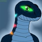  1:1 2018 anthro bioluminescence blue_body blue_scales digital_media_(artwork) female glowing green_eyes low_res neon(zypter) pit_viper portrait pupils rattlesnake reptile scales scalie simple_background slit_pupils smile snake solo viper zypter 