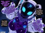 absurd_res animal_humanoid areola breasts dialogue english_text female hi_res humanoid lewdrover machine medium_breasts nude pawpads paws petrabot puffy_areola robot screen screen_face shaved_vulva solo text