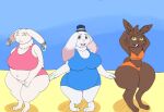 anthro beach big_breasts big_butt bikini bilac_(shangri-la_frontier) breasts butt claws clothing curvy_figure elke_(shangri-la_frontier) emul_(shangri-la_frontier) female hat headgear headwear hi_res hourglass_figure huge_hips huge_thighs lagomorph leporid lillysinge mammal medium_breasts one-piece_swimsuit overweight overweight_anthro overweight_female shangri-la_frontier swimwear thick_thighs tuft two-piece_swimsuit voluptuous vorpal_bunny wide_hips