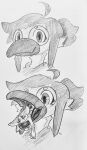 absurd_res ambiguous_gender anthro anthro_pred anthro_prey avali avian beak bodily_fluids clothed clothing extreme_size_difference eyewear feet_first glasses hi_res in_mouth larger_anthro larger_pred looking_at_another male male/ambiguous micro micro_prey monochrome nude open_beak open_mouth oral_vore partially_inside percy_(percybird) rii1040 rii_(rii1040) round_glasses saliva saliva_string size_difference smaller_anthro soft_vore struggling tongue unwilling_prey vore