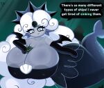 2024 ambient_fish ambient_sealife aquatic areola areola_slip armwear bare_shoulders big_breasts black_clothing black_pearl_cookie bottomwear breasts cleavage clothed clothing cookie_(cookie_run) cookie_run deep_cleavage dialogue ear_fins elbow_gloves english_text female fin food food_creature fromariels gem gloves grey_body hair handwear head_fin hi_res huge_breasts humanoid hyper hyper_breasts legless long_hair macro merfolk mermaid_tail nipple_outline object_between_breasts pupils skirt slit_pupils solo split_form tail tail_fin text thalassophobia_cure tight_clothing underwater water white_hair wide_hips