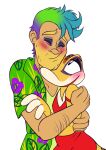 8-bit-britt agent_xtra alternate_species anthro black_eyes black_eyeshadow black_tail blush blush_lines brown_body brown_ears brown_nose brown_scales brown_skin clothed clothing digital_media_(artwork) dress duo eublepharid eyes_closed eyeshadow female gecko gex_(series) gex_the_gecko green_clothing green_hair green_shirt green_tank_top green_topwear hair half-closed_eyes hand_on_arm head_on_head hi_res hug human leopard_gecko lizard looking_at_another love makeup male male/female mammal multicolored_body multicolored_clothing multicolored_hair multicolored_scales multicolored_shirt multicolored_topwear narrowed_eyes open_clothing open_shirt open_topwear purple_clothing purple_hair purple_shirt purple_topwear red_clothing red_dress reptile romantic romantic_couple scales scalie shirt simple_background smile standing tail tan_body tan_scales tank_top topwear two_tone_tail white_background yellow_body yellow_scales yellow_tail
