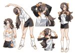  bag bikini black_shorts commentary_request double_v genderswap genderswap_(mtf) grocery_bag hair_over_one_eye hair_tie_in_mouth highres jacket leg_warmers long_hair long_sleeves looking_at_viewer mouth_hold natsuki_subaru natsumi_schwarz open_clothes open_jacket orange_bikini plastic_bag ponytail re:zero_kara_hajimeru_isekai_seikatsu shirt shoes shopping_bag shorts simple_background smile swimsuit tied_shirt tying_hair v wet wet_clothes wet_shirt white_background white_jacket white_leg_warmers white_shirt white_shoes yayako_(804907150) 