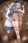  2girls \||/ absurdres animal_ears arknights ball_gag bang_dream! bang_dream!_it's_mygo!!!!! bare_arms bare_legs bare_shoulders barefoot bdsm black_socks blue_hair bondage bound bound_legs bra breast_bondage breasts brown_eyes closed_eyes clothed_female_underwear_female commentary crotch_rope demon_horns demon_tail dress feet femdom fisheye floor gag gagged green_hair highres horns indoors lace lace_bra lace_panties long_hair looking_at_another medium_breasts multiple_girls navel no_shoes one_eye_closed panties rabbit_ears rabbit_girl restrained rope sex_toy shibari socks tail tiptoes toes togawa_sakiko togawa_sakiko_(master_of_melodia) underwear underwear_only wakaba_mutsumi wakaba_mutsumi_(cautus) wince wooden_floor yewang19 yoke_(bdsm) yuri 