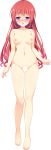  1girl absurdres bangs blank_censor blue_eyes blush breasts censored collarbone completely_nude eyebrows_visible_through_hair full_body fuyuichi_monme highres long_hair medium_breasts navel nipples nose_blush nude official_art pussy red_hair ren&#039;ai_karichaimashita solo tenma_hasumi transparent_background 