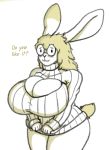  animal_humanoid anthro big_breasts blush breasts celia_(lurker_bot) cleavage clothed clothing digital_media_(artwork) eyewear female fur hair huge_breasts humanoid lagomorph lagomorph_humanoid leporid leporid_humanoid looking_at_viewer lurker_bot mammal mammal_humanoid rabbit rabbit_humanoid restricted_palette simple_background smile solo text thick_thighs topwear wide_hips 