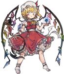  1girl absurdres ascot back_bow blonde_hair bloomers bow collared_shirt commentary_request crystal crystal_wings energy_ball flandre_scarlet frilled_shirt_collar frills full_body hat hat_ribbon highres laevatein_(touhou) large_variant_set looking_at_viewer mob_cap multicolored_wings one_side_up open_mouth piaki red_eyes red_skirt red_vest ribbon shirt simple_background single_wrist_cuff skirt skirt_set smile socks solo touhou transparent_background variant_set vest white_bloomers white_bow white_hat white_shirt white_socks wings wrist_cuffs yellow_ascot 