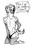  &lt;3 2016 ? anthro armwear athletic athletic_anthro athletic_male bedroom_eyes black_and_white black_nose black_thong cheek_tuft clothing collarbone dialogue dipstick_tail disney ear_piercing elbow_gloves english_text eyebrows eyeliner facial_tuft fan_character fishnet fishnet_gloves fishnet_handwear fishnet_legwear fur gloves half-closed_eyes handwear hyaenid kneeling legwear makeup male mammal monochrome multicolored_tail multiple_piercings narrowed_eyes open_mouth open_smile pawpads pecs piercing raised_eyebrow scruffy seductive sharp_teeth shoulder_tuft simple_background smile solo speech_bubble spiff spots spotted_body spotted_fur spotted_hyena tavit_khalil_(spiff) teeth text thong traditional_media_(artwork) tuft underwear white_background zootopia 