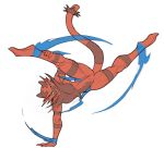  anthro blue_eyes breasts cute_fangs f_draws featureless_breasts featureless_crotch felid female fire flexible fur handstand hi_res incineroar mammal muscular muscular_anthro muscular_female muscular_thighs nintendo pok&eacute;mon pok&eacute;mon_(species) red_body red_fur sketch solo split spread_legs spreading video_games 