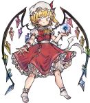  1girl absurdres ascot back_bow blonde_hair bloomers bow collared_shirt commentary_request crystal crystal_wings energy_ball flandre_scarlet frilled_shirt_collar frills full_body hat hat_ribbon highres large_variant_set looking_at_viewer mob_cap multicolored_wings one_side_up open_mouth piaki red_eyes red_skirt red_vest ribbon shirt simple_background single_wrist_cuff skirt skirt_set smile socks solo touhou transparent_background variant_set vest white_bloomers white_bow white_hat white_shirt white_socks wings wrist_cuffs yellow_ascot 
