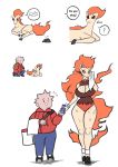  anthro big_breasts bodily_fluids breasts cleavage clothed clothing female franschesco_(artist) hi_res human larger_female male mammal nintendo pok&eacute;mon pok&eacute;mon_(species) ponyta rapidash size_difference smaller_male sweat video_games wide_hips 