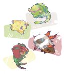  blue_eyes bug bug_type_theme_(pokemon) caterpie colored_sclera commentary_request joltik k_(chissaiossan) larvesta looking_at_another no_humans partial_commentary pokedex_number pokemon pokemon_(creature) pokemon_focus simple_background star_(symbol) venipede white_background yellow_sclera 