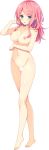  1girl absurdres adjusting_hair aqua_eyes bangs barefoot blank_censor blush breasts censored collarbone completely_nude eyebrows_visible_through_hair full_body fuyuichi_monme highres large_breasts long_hair looking_at_viewer navel nipples nude official_art open_mouth parted_bangs pink_hair pussy ren&#039;ai_karichaimashita solo tooyama_aki transparent_background 