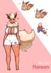  &lt;3 anthro big_breasts breasts cleavage clothed clothing eevee eeveelution female flareon franschesco_(artist) hi_res human kneeling mammal nintendo pok&eacute;mon pok&eacute;mon_(species) red_body video_games wide_hips 