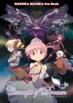  6+girls akemi_homura akuma_homura bilingual_text black_hair blonde_hair blue_eyes blue_hair clara_dolls_(madoka_magica) commentary_request copyright_name cover cover_page detached_sleeves doujin_cover dress drill_hair english_text familiar_(madoka_magica) fingerless_gloves gecchu gloves hair_bun hat highres kaname_madoka kyubey long_hair magical_girl mahou_shoujo_madoka_magica mahou_shoujo_madoka_magica:_concept_movie miki_sayaka miki_sayaka_(magical_girl) mixed-language_text momoe_nagisa momoe_nagisa_(magical_girl) multiple_girls official_alternate_costume official_alternate_hairstyle pantyhose pink_eyes pink_hair polearm ponytail red_eyes red_hair ribbon sakura_kyoko sakura_kyoko_(magical_girl) second-party_source shawl short_hair single_hair_bun spear thighhighs tomoe_mami tomoe_mami_(magical_girl) twin_drills weapon wings yellow_eyes zettai_ryouiki 
