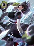  1girl 2others ama_rinngoo black_hair breasts candy colored_inner_hair commentary_request cowboy_shot ellen_joe ethereal_(zenless_zone_zero) fins fish_tail food food_in_mouth frilled_wristband hair_ornament hairband highres holding holding_candy holding_food holding_lollipop large_breasts large_tail lollipop lollipop_in_mouth maid maid_headdress metal_hairband mole mole_under_eye monster multicolored_hair multiple_others pantyhose red_eyes red_hair shark_girl shark_tail short_hair tail two-tone_hair watermark zenless_zone_zero 