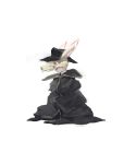  absurd_res anthro baggy_clothing beastars big_ears black_clothing bone buttscord cloak clothed clothing female fully_clothed fur haru_(beastars) hat headgear headwear hi_res lagomorph leporid mammal rabbit simple_background skull solo white_background white_body white_fur 