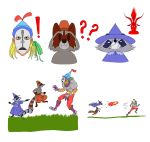  absurd_res angry anthro armor attack clothing comic demon dress fire fireball glare hat headgear headwear hi_res human magic magic_user mammal mask pantaloons procyonid raccoon running surprise vignette witch witch_hat 