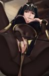  1girl bangs black_hair black_nails blunt_bangs bodystocking bracelet breasts bridal_gauntlets cape circlet cleavage covered_navel fire_emblem fire_emblem_awakening grey_eyes highres j@ck jewelry large_breasts long_hair looking_at_viewer pelvic_curtain ring smile tharja_(fire_emblem) thighlet thighs tiara two_side_up 