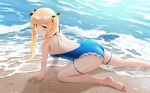  ass beach blonde_hair dead_or_alive gan-viking long_hair marie_rose swimsuit water 