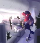  2020 absurd_res aircraft airplane ambiguous_gender anthro avian bird canid canine cervid clothed clothing detailed_background feathers fully_clothed group hat headgear headwear hi_res holding_object lagomorph leporid light lighting mammal mouse murid murine rabbit ribbontini rodent silhouette solo_focus 