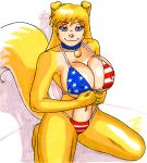  aaronhibiki american_flag_bikini anthro big_breasts big_tail bikini blue_eyes breasts canid canine canis clothing collar collie curvy_figure domestic_dog erect_nipples female fluffy fluffy_tail fur hair herding_dog huge_breasts lassie_(krillos) long_hair looking_at_viewer makeup mammal multicolored_body multicolored_fur multicolored_hair navel nipples pastoral_dog rough_collie sheepdog solo stars_and_stripes swimwear thick_thighs thong underwear united_states_of_america wide_hips yellow_body yellow_fur 