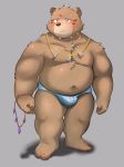  2020 anthro belly blush bodily_fluids brown_body brown_fur bulge clothing dagger_(sdorica_sunset) fur hi_res humanoid_hands kemono male mammal moobs morningbread16 navel nipples overweight overweight_anthro overweight_male sdorica_sunset solo sweat underwear ursid young 
