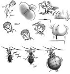  anthro arthropod ball_suck balls big_breasts bodily_fluids breast_expansion breasts cruelty cum cum_inflation duo expansion female genital_fluids genitals half-dude hi_res human inflation injection insect male male/female mammal micro misty_(half-dude) monochrome oral penis presenting_balls sequence sex sucking tears 