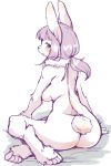  2020 anthro breasts butt female fur kemono lagomorph leporid mammal nude rabbit setouchi_kurage sitting solo white_body white_fur 