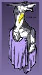  9:16 anthro blue_eyes cloth einin gradient_background hi_res kel long_neck male sergal simple_background sketch solo 