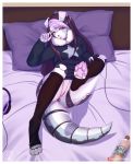  android annie_(pup-hime) anthro bed breasts buttplug canid canine canis clothing controller covered_breasts cybernetics cyborg domestic_dog female furniture genitals hair headphones hi_res machine mammal mishabahl paws pillow pussy robot sex_toy 