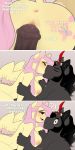  2020 absurd_res animal_genitalia animal_penis anthro anus areola blush breasts butt comic cutie_mark dialogue duo english_text equid equine equine_penis evehly eyebrows eyes_closed female fingers fluttershy_(mlp) friendship_is_magic genitals hasbro hi_res horn king_sombra_(mlp) kissing male male/female mammal my_little_pony nipples pegasus penis pussy text unicorn wings 