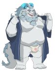  2020 anthro asian_clothing belly bluewhale127 bulge clothing dragon east_asian_clothing fundoshi grey_body hi_res humanoid_hands japanese_clothing kemono male moobs overweight overweight_anthro overweight_male robe simple_background solo underwear white_background 