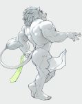  2020 anthro back_muscles barazoku big_muscles butt clothing eyewear felid fur hi_res lion looking_aside looking_at_viewer male mammal mane monocle muscular muscular_anthro muscular_male necktie nude obliques pantherine ripped-saurian shirt side_view simple_background smile snow_(tas) solo standing tokyo_afterschool_summoners topwear triceps undressing video_games white_background white_body white_fur white_mane 