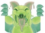  anthro belly big_belly breaking_the_fourth_wall brown_goo brown_horn brown_tongue colored dripping drippy goo_creature goo_dragon goopy goopy_(pester) goopy_maw green_goo horn large_male low_res male male_focus mouth_shot open_mouth pester smile solo solo_focus throat tongue tongue_out translucent 