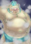  &lt;3 2020 anthro belly brown_body brown_fur fur gouryou hi_res kemono male mammal mikesiva moobs navel nipples overweight overweight_anthro overweight_male solo suid suina sus_(pig) tokyo_afterschool_summoners towel video_games wet wild_boar 