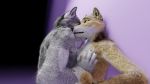  3d_(artwork) anthro breast_grab breasts canid canine canis digital_media_(artwork) duo female fur hand_on_breast hi_res humanoid_hands isal male male/female mammal simple_background wolf 