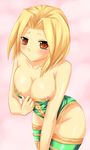  bare_shoulders blonde_hair blush breasts brown_eyes buresu cleavage final_fantasy final_fantasy_tactics large_breasts leaning_forward monk_(fft) nipple_slip nipples puffy_nipples solo 