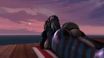  3d_(artwork) absurd_res anthro big_butt butt digital_media_(artwork) female fish hair hi_res huge_filesize lordoflewd marine nika_sharkeh nude ponytail shark solo source_filmmaker sunbathing sunset thick_thighs 