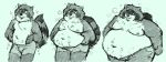  anthro belly berlin big_belly breath chubby_cheeks clothed clothing facial_markings fur greyscale hand_on_stomach head_markings holding_belly huff male mammal markings mask_(marking) monochrome moobs navel nipples obese obese_anthro obese_male overweight overweight_anthro overweight_male procyonid raccoon ringtail sequence slightly_chubby slightly_chubby_male solo tongue tongue_out topless torn_clothing weight_gain 