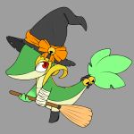  absurd_res bandage clothing feral halloween halloween_2020 halloween_costume hat headgear headwear hi_res holidays male miu_vamcat nintendo ovar_the_snivy pok&eacute;mon pok&eacute;mon_(species) red_eyes reptile ribbons scalie snivy solo video_games witch_costume witch_hat 