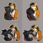  anthro canid canine canis collar domestic_dog duo female hug hybrid kissing male mammal maned_wolf snarlin tongue wolf wolfdog 