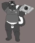  absurd_res anthro chastity_cage chastity_device clothing delivery_(commerce) food_delivery genitals hi_res male mammal mephitid overweight overweight_anthro overweight_male penis pizza_box pizza_delivery shy skunk small_penis solo solo_focus stinkies_(artist) uniform 
