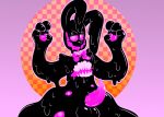  &lt;3 &lt;3_paws 2020 4_fingers abstract_background anthro balls black_balls black_body black_ears black_eyelids black_nose bodily_fluids bow_tie bow_tie_only candyxxxcorpse drooling erection fingers five_nights_at_freddy&#039;s five_nights_at_freddy&#039;s_vr:help_wanted fnaf_vr_help_wanted genitals glitchtrap goo_creature half-closed_eyes hi_res lagomorph leporid long_ears looking_at_viewer male mammal mostly_nude multi_eye narrowed_eyes nude open_mouth orange_background pawpads paws penis pink_background pink_eyes pink_heart pink_penis pink_sclera presenting presenting_balls presenting_penis princess_quest rabbit raised_arm saliva sharp_teeth simple_background smile solo standing stomach_mouth tapering_penis teeth vein veiny_penis video_games yellow_background 