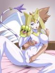  anthro blue_eyes bodily_fluids breasts digimon digimon_(species) duo female genital_fluids heigani human male male/female mammal nefertimon pussy_juice taichi_kamiya tears 