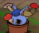  animal_crossing anthro blue_body blue_fur corpse death decapitation domestic_cat e254e felid feline felis female flower_pot fungus fur mammal mushroom nintendo rosie_(animal_crossing) rotting solo video_games 